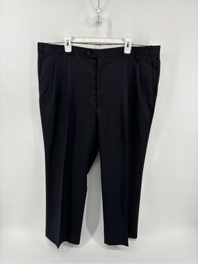 Pronto Uomo Wool Blend Classic Black Pleated Trousers SIZE 42X30